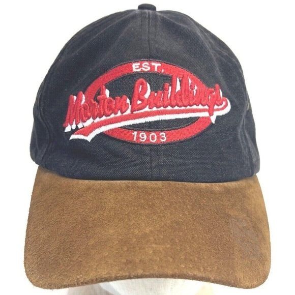 Strap-Back Other - Morton Buildings Black Canvas Brown Embroidered Strapback Hat Cap